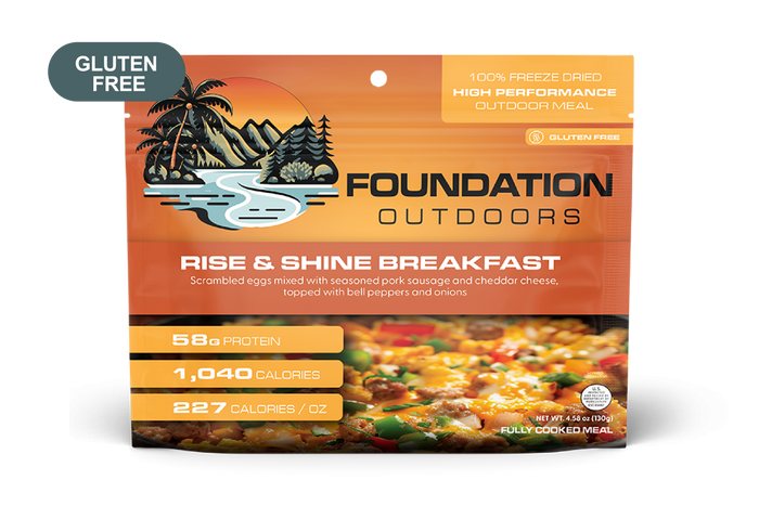 Rise and Shine egg and sausage breakfast pouch, front
