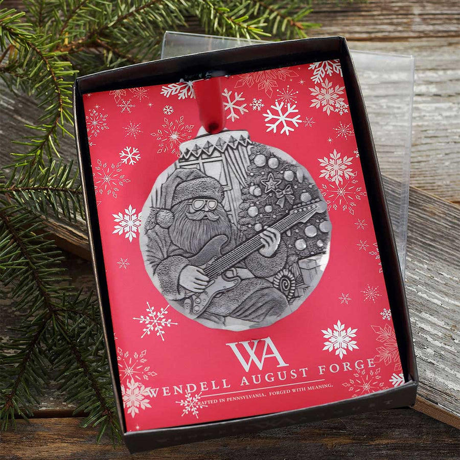 Gift packaging display for Rock-N-Roll Santa Ornament