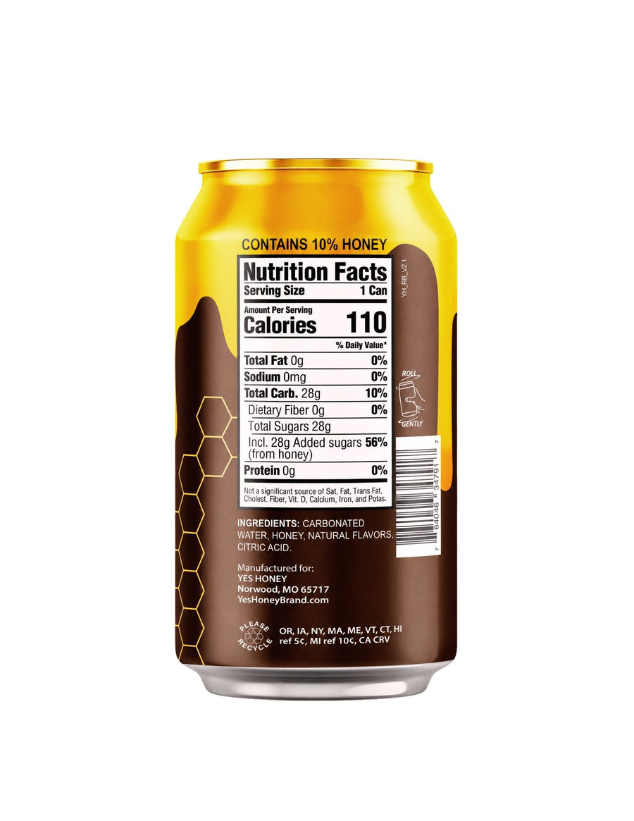 Root Beer soda can showing ingredients and nutrition facts