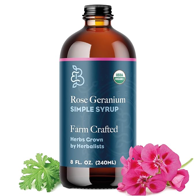 Rose Geranium Simple Syrup - Organic