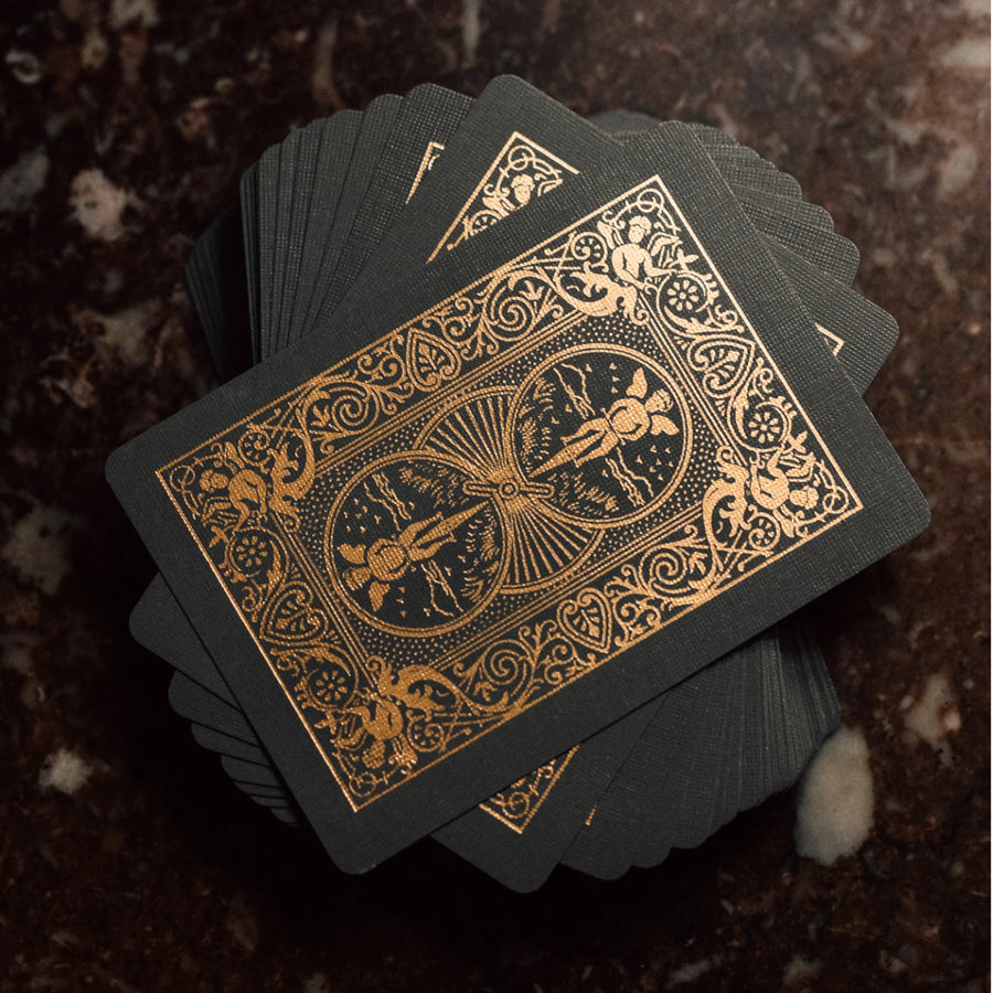 Fan of Black and Rose Gold MetalLuxe card backs