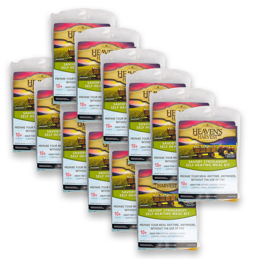 Twelve Savory Stroganoff self-heating meal kits