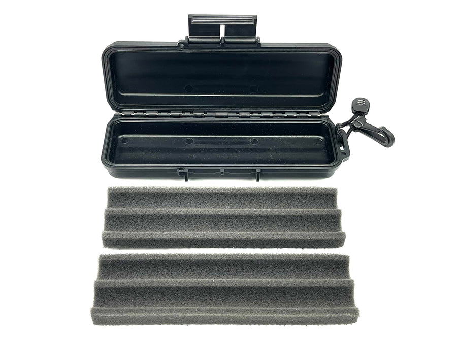 Black case showing separated foam layers