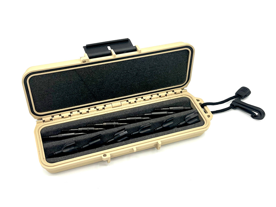 Broadheads stored flat in the reversible foam insert