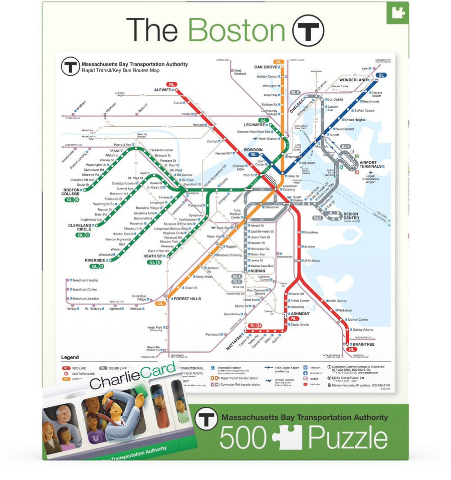 Packaging showing Boston T Map puzzle artwork