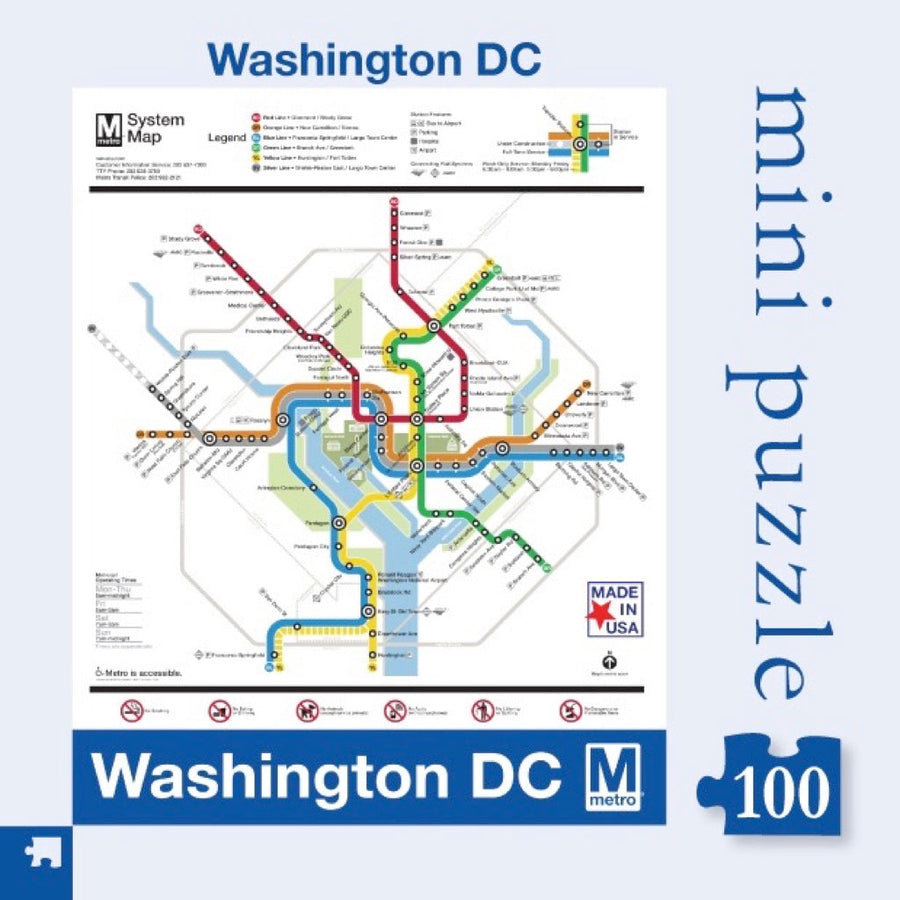 Packaging showing DC Metro Map Mini puzzle artwork
