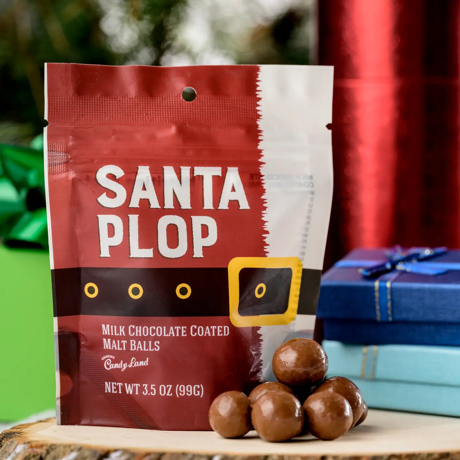 Santa Plop milk chocolate malt ball pouch