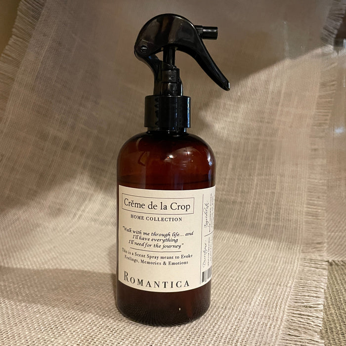Romantica Floral Essential Oil Room Spray, 8 oz in an amber trigger-spray bottle
