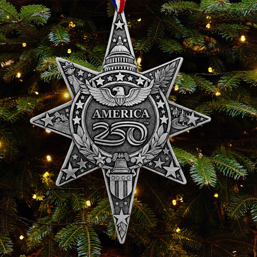 Styled display featuring America250 Sea to Shining Sea Star Ornament