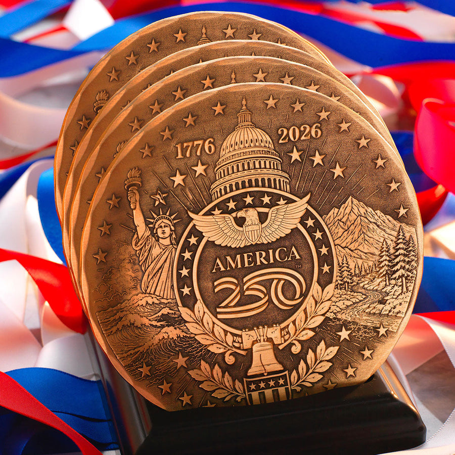 Styled display featuring America250 Sea to Shining Sea 4-piece Coaster Set