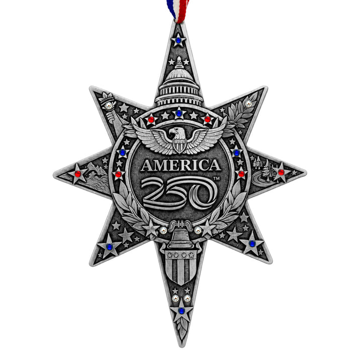 Product view of America250 Sea to Shining Sea Ornament (Aluminum and Crystals)