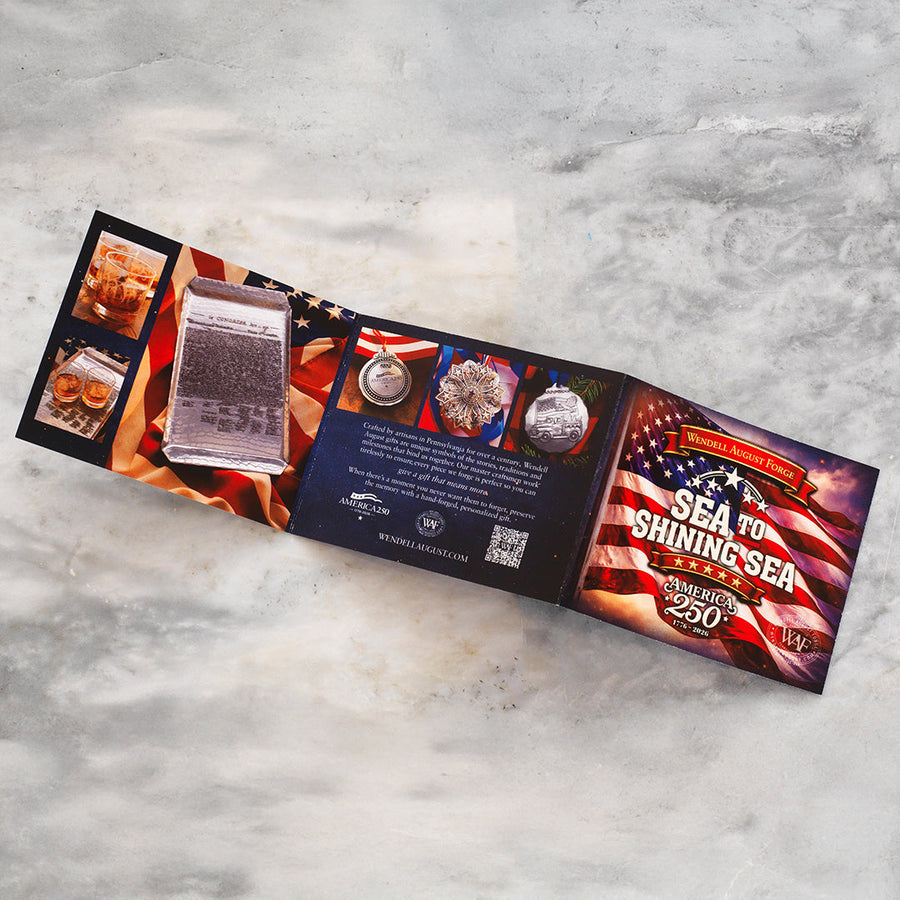Gift packaging display for America250 Sea to Shining Sea Ornament (Aluminum and Crystals)