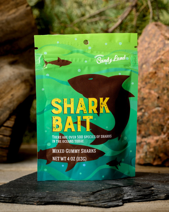 Mixed Gummy Sharks – Shark Bait illustrated candy pouch