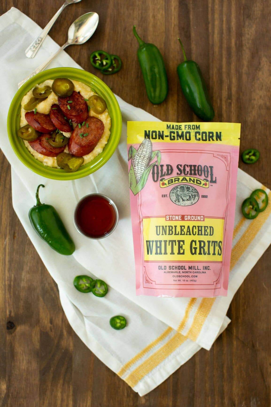 Non-GMO Stone Ground White Unbleached Grits, 1lb — product image