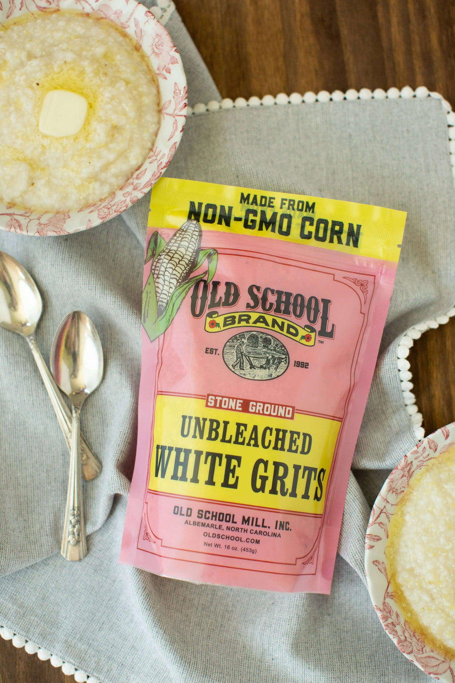 Non-GMO Stone Ground White Unbleached Grits, 1lb — product image