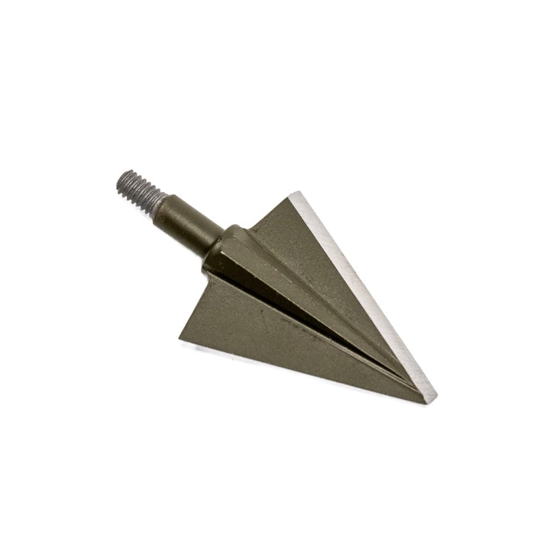 Angled view of a single-bevel broadhead and ferrule