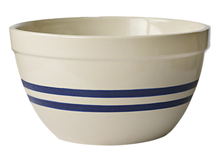 12-Inch Stoneware Shoulder Bowl - Blue Stripe