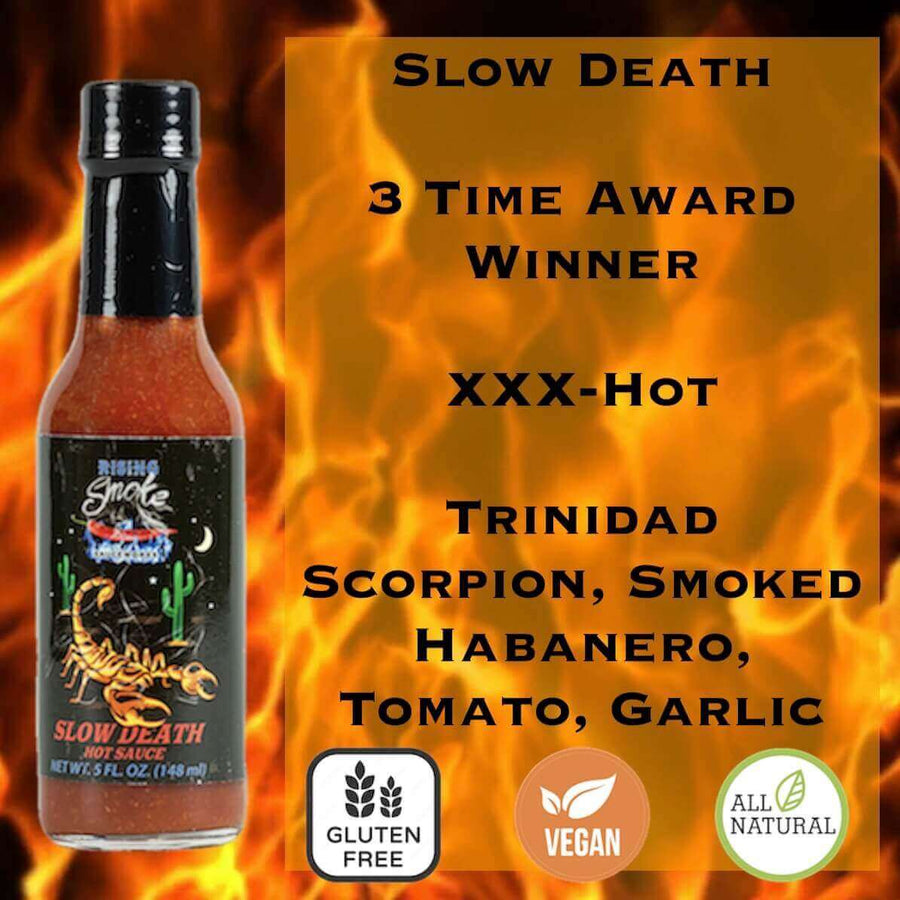 Flavor information graphic for Slow Death Trinidad Scorpion Hot Sauce