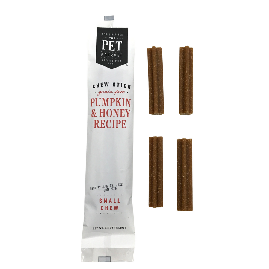 Small pumpkin and honey dog chew sticks