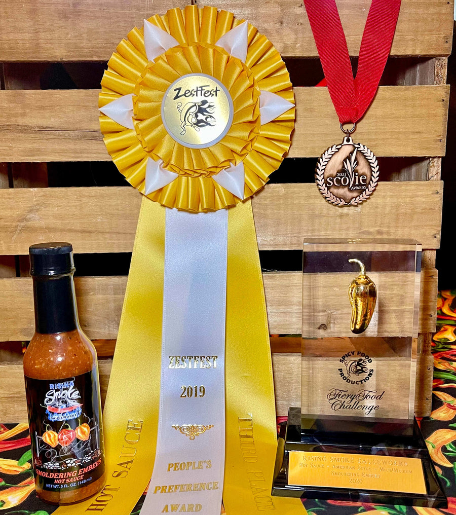 Awards information for Smoldering Embers Habanero Tomato Basil Hot Sauce
