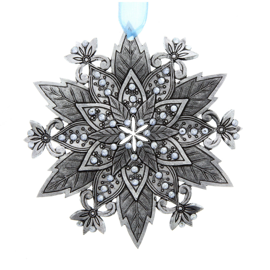 Product view of Snow Crystal Poinsettia Ornament
