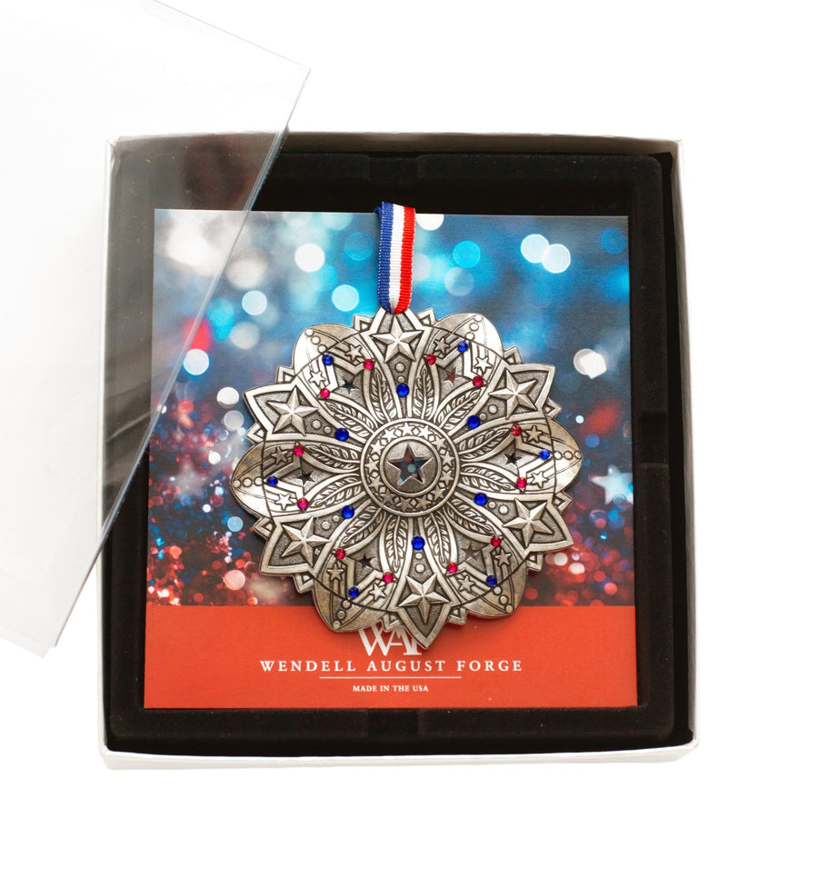 Gift packaging display for Star Spangled Snow Crystal 2026 Ornament (America250)