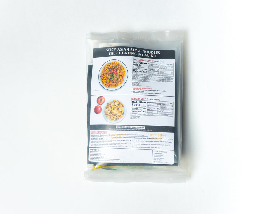 Spicy Asian Style Noodles meal kit, rear nutrition and preparation label