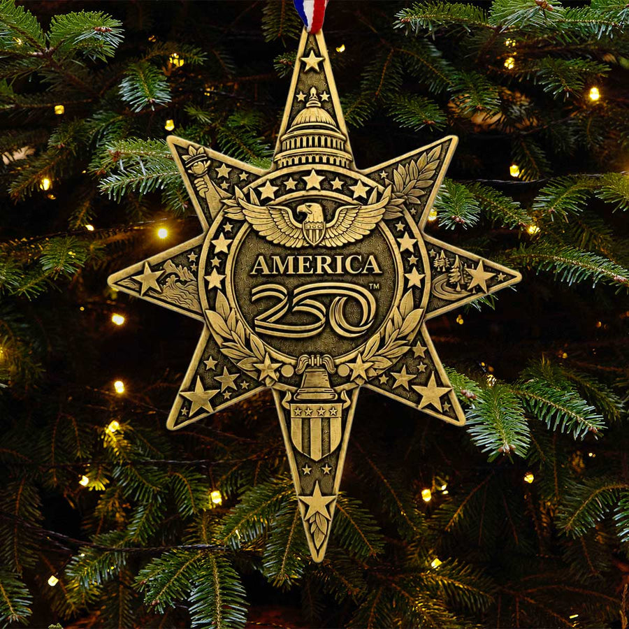 Styled display featuring America250 Sea to Shining Sea Star Ornament