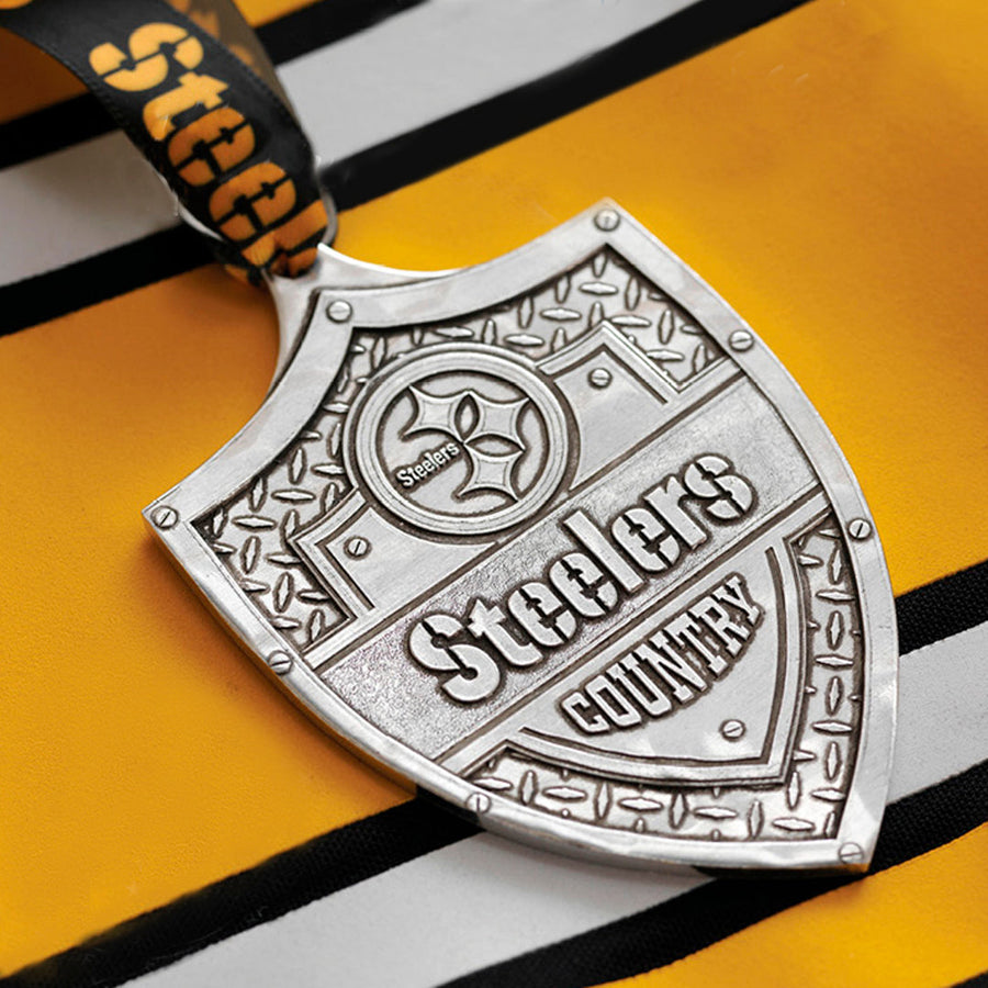 Styled display featuring Steelers Country Shield Ornament