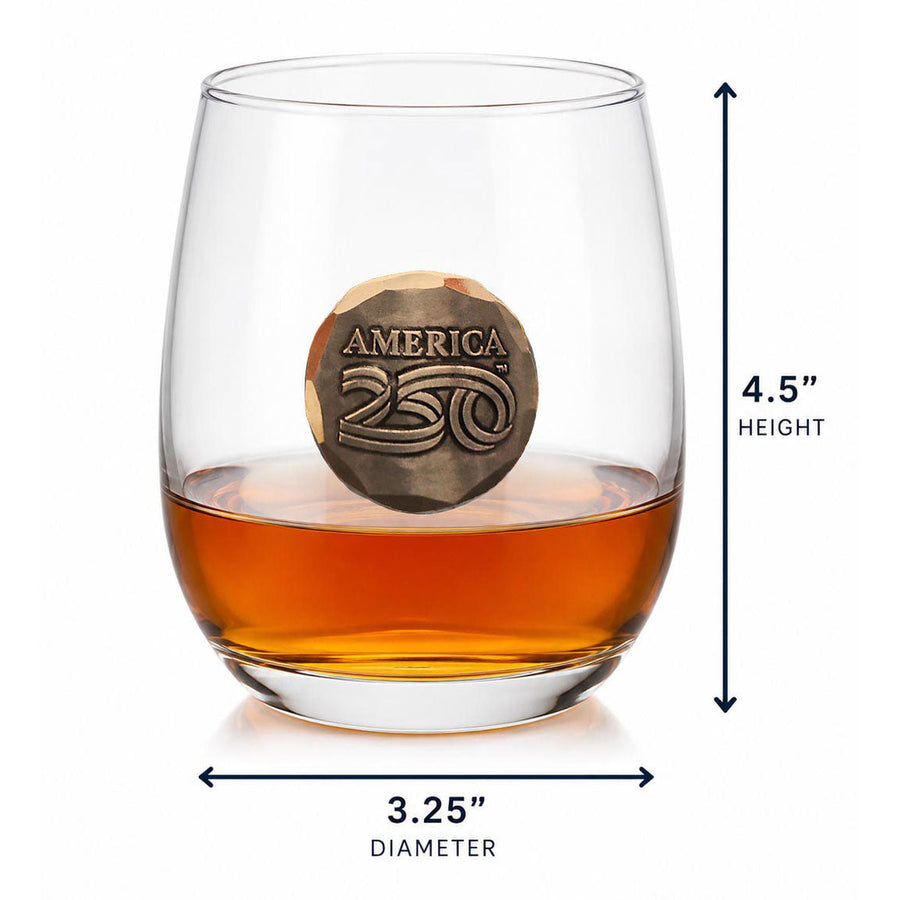 Product dimension guide for America250 2-Piece Wine Glass Gift Set