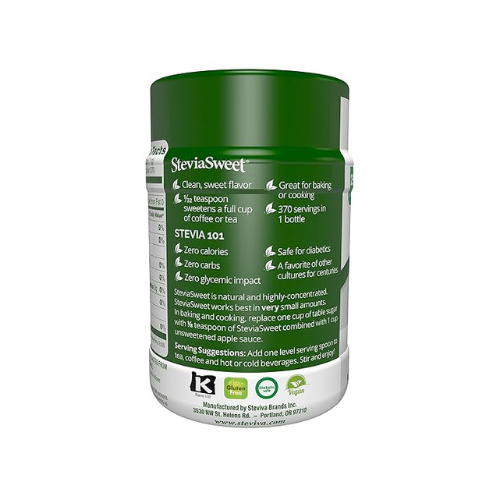 SteviaSweet Pure Stevia Extract Powder: jar with usage instructions.