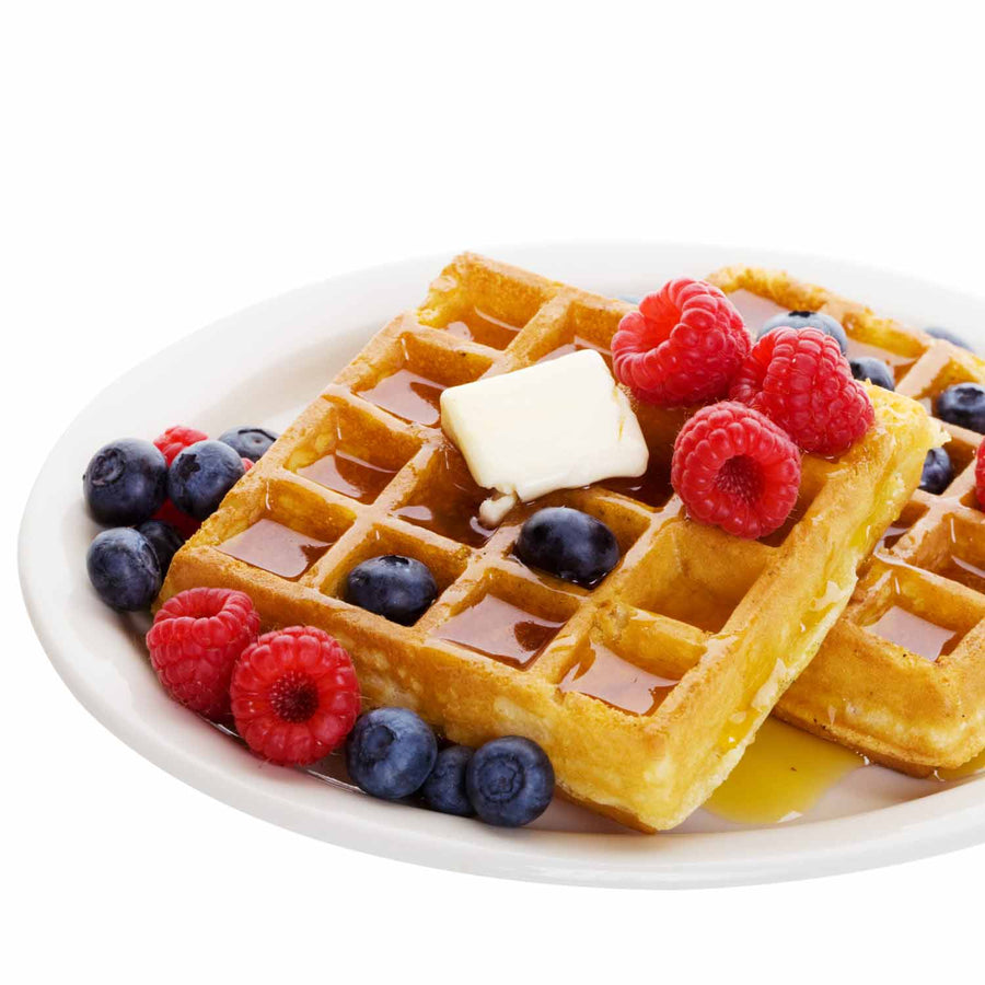 Nectevia New England Maple Agave & Stevia Syrup: waffle serving idea.