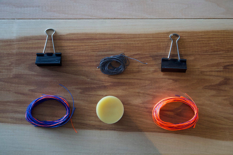DIY Flemish Twist Bowstring Kit — kit fiber bundles, wax and binder clips