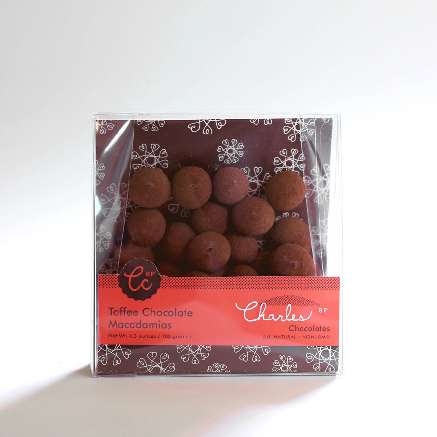 Toffee Chocolate Macadamias package from the four-variety nut collection