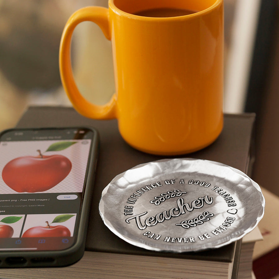 Styled display featuring Good Teacher Coaster