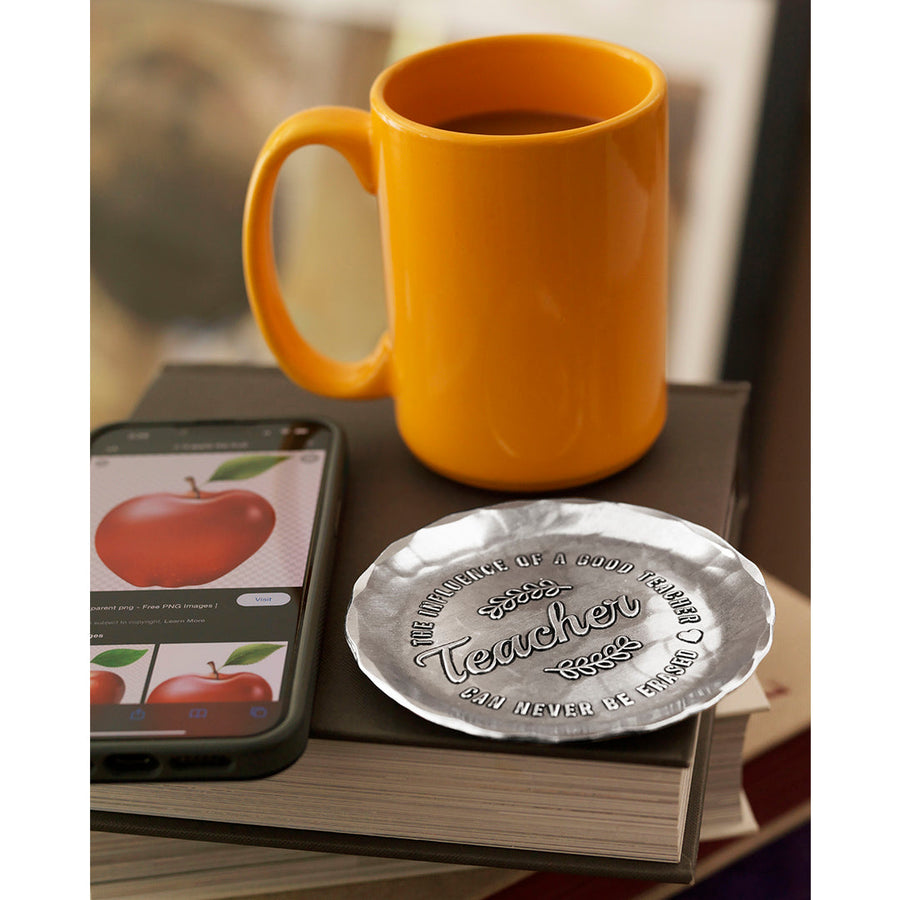 Styled display featuring Good Teacher Coaster