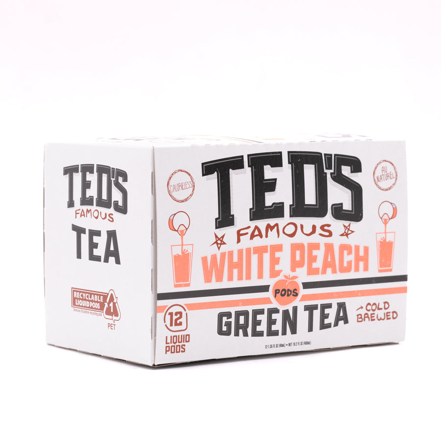 Ted’s White Peach tea carton at an angle