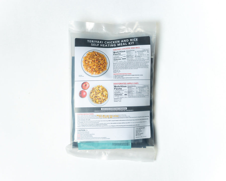 Teriyaki Chicken and Rice meal kit, rear nutrition and preparation label