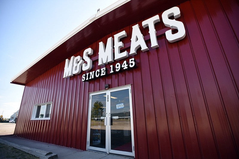 Hunter's Pack – Elk, Buffalo & Beef Jerky Sampler, exterior of the M&S Meats storefront