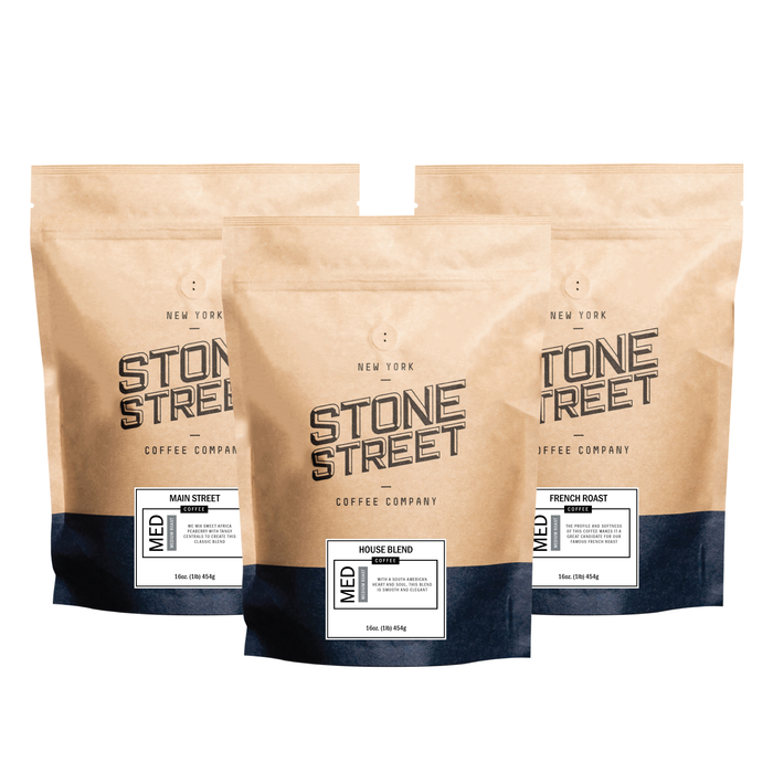 The Perfect Drip assortment showing 3 labeled Stone Street coffee bags