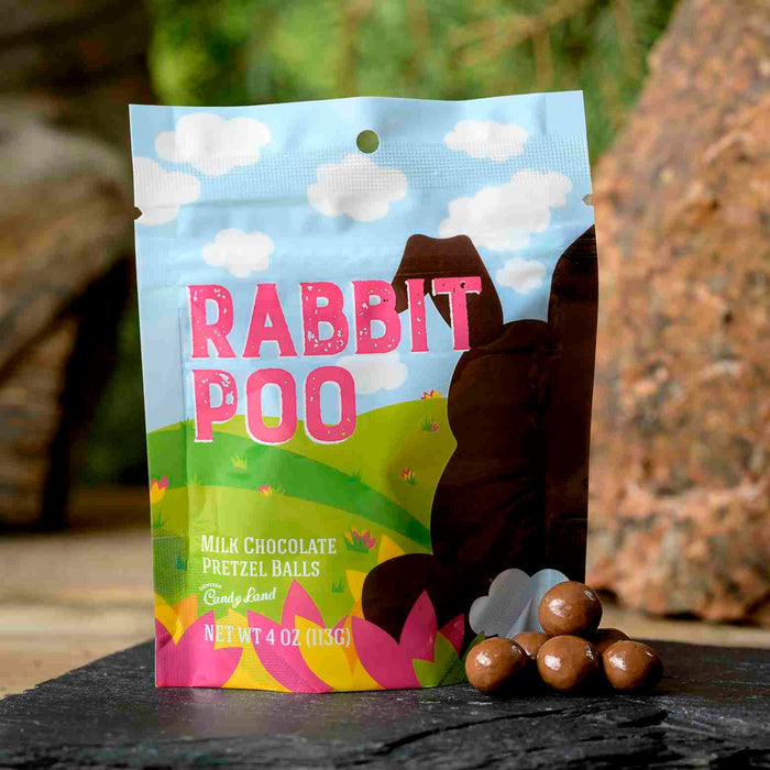 Milk Chocolate Pretzel Balls – Rabbit Poo illustrated candy pouch