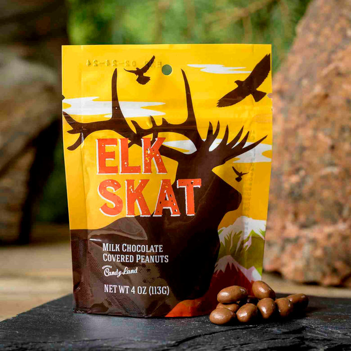 Milk Chocolate Peanuts – Elk Scat illustrated candy pouch