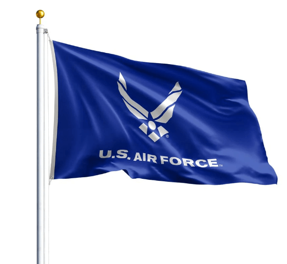 Made in USA U.S. Air Force logo flag in blue and white, 3' x 5' nylon