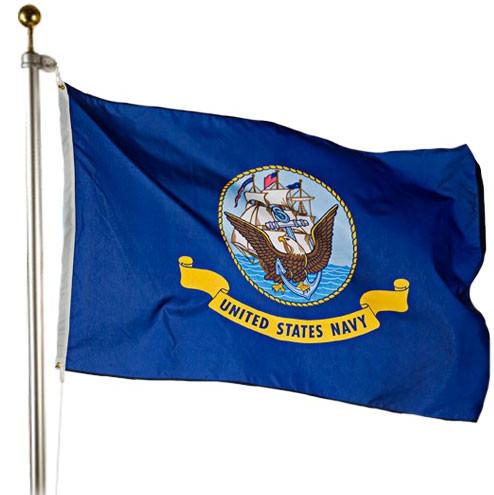 U.S. Navy outdoor flag with Navy emblem on dark blue field