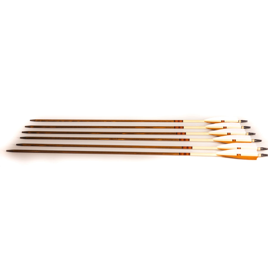 USA-Made Western Larch Wood Arrows — six full-length wood arrows