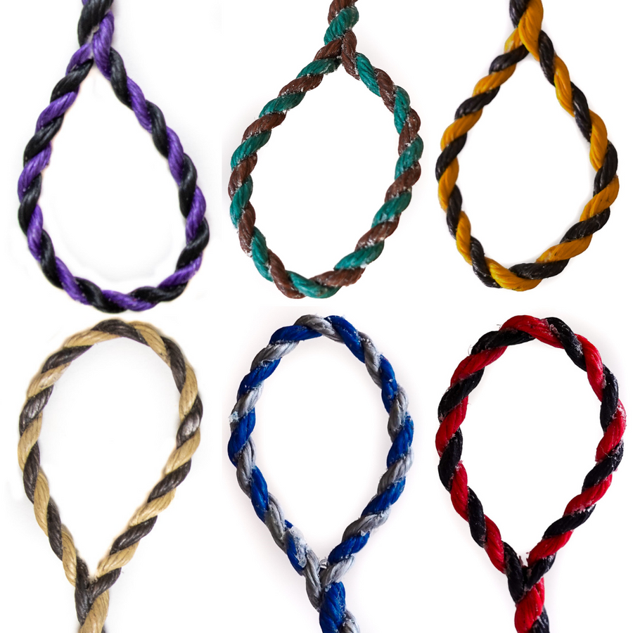 B55 Custom Flemish Twist Bowstring — six custom color loop examples