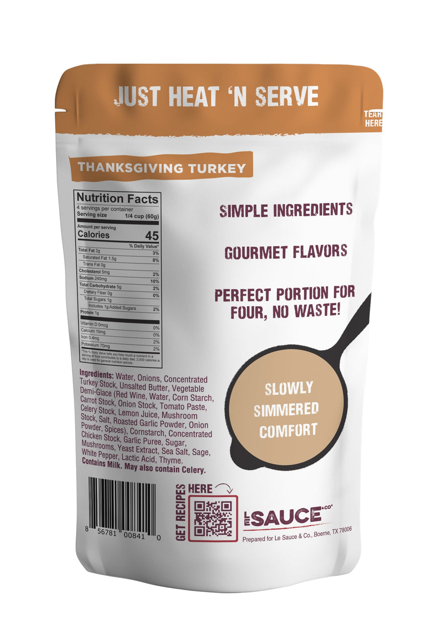 Thanksgiving Turkey Gourmet Gravy — back of product packaging