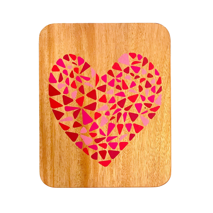 Printed Heart Maple Wood Serving Board