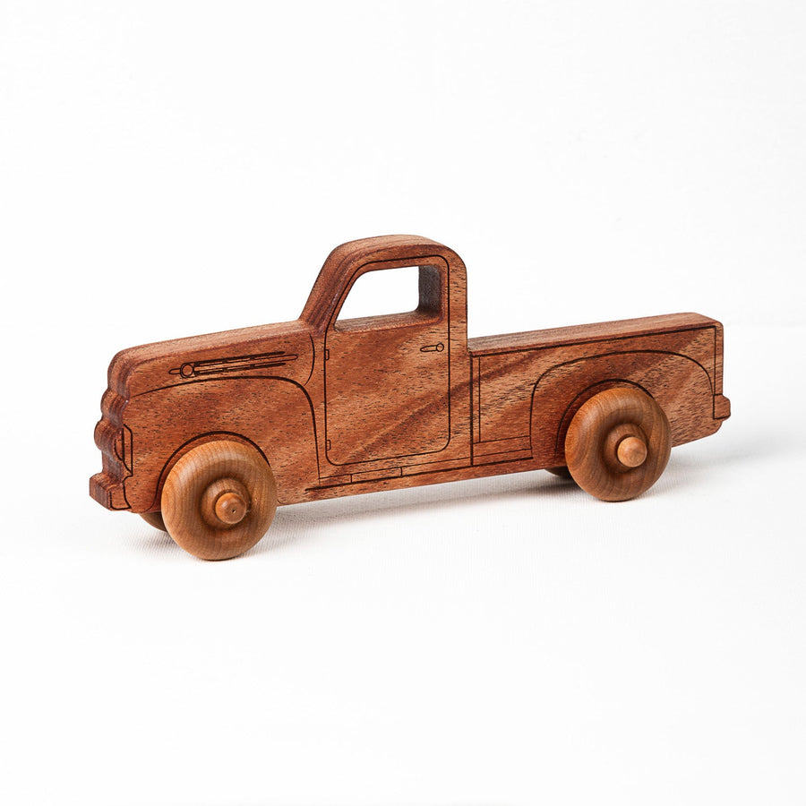 Natural Mahogany Toy Pickup Truck, 9 in.