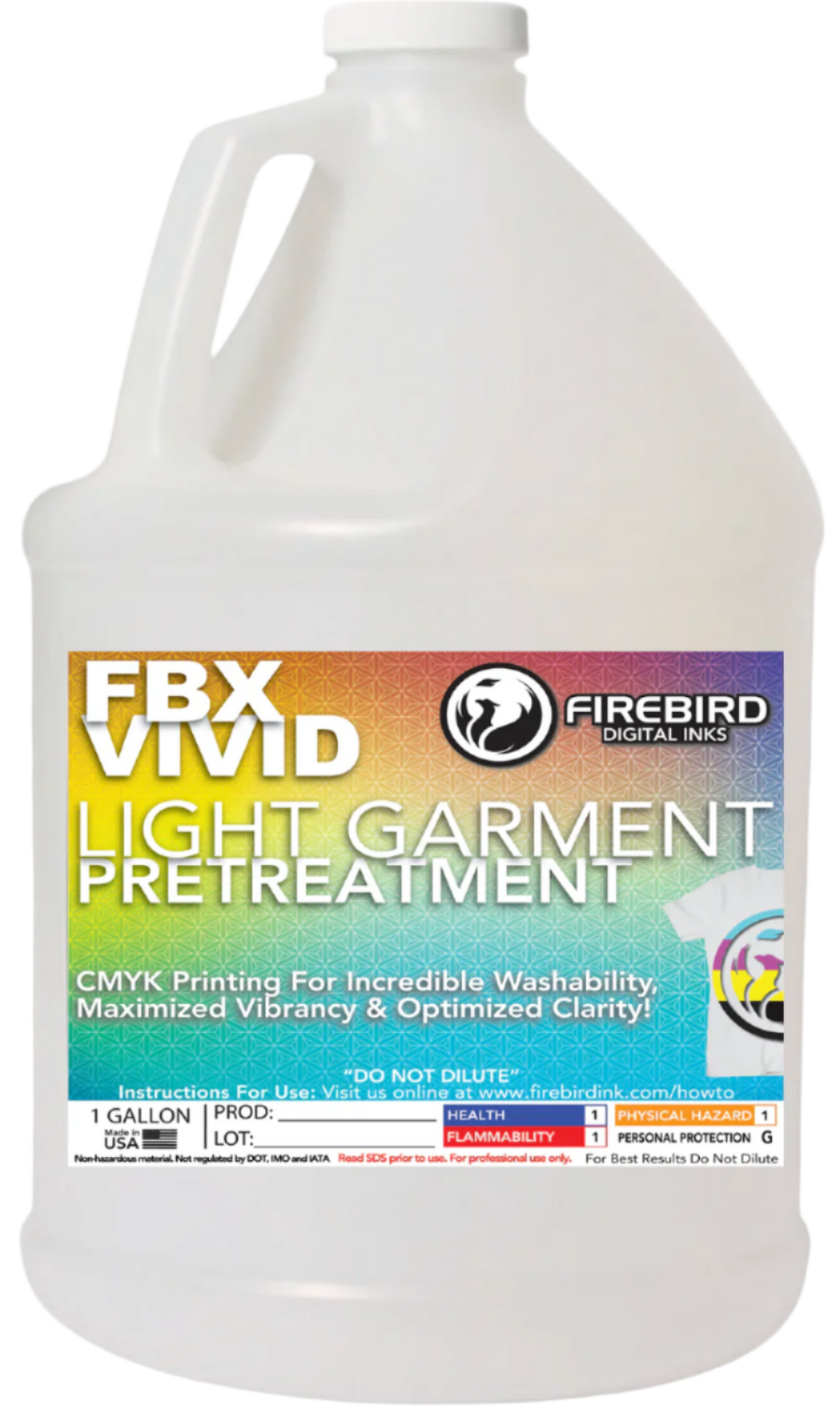 FBX-VIVID light garment DTG pretreatment in a 1-gallon jug